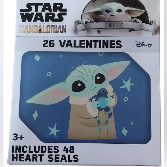 Mandalorian Star Wars 26 Valentine's Day Party Cards Includes 48 Heart Seals - Picture 1 of 2